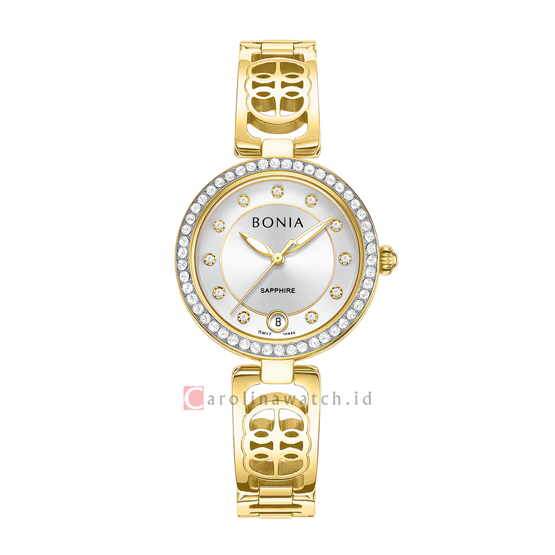 Jam Tangan BONIA Elegance B10866-2217S Women Silver Dial Gold Stainless Steel Strap