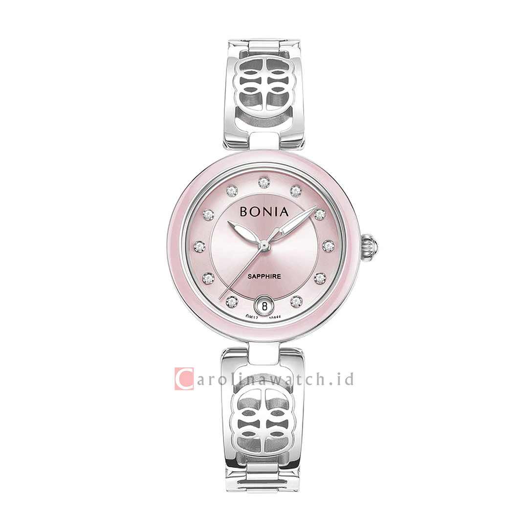 Jam Tangan BONIA Elegance B10866-2377S Women Pink Dial Stainless Steel Strap