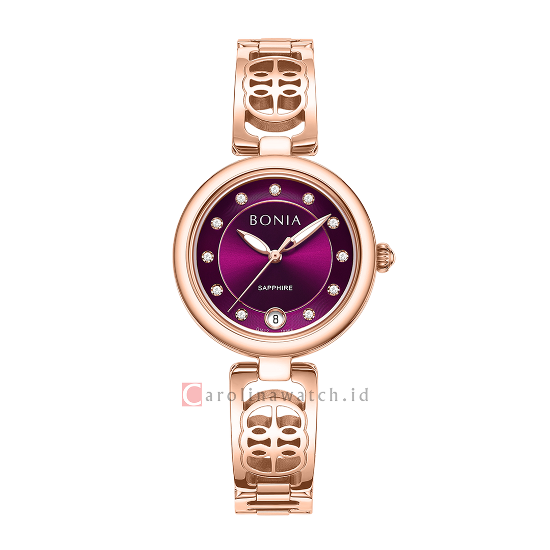 Jam Tangan BONIA Elegance B10866-2567S Women Red Dial Rose Gold Stainless Steel Strap