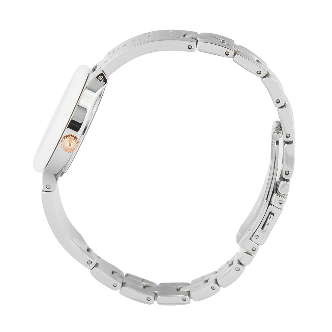 Jam Tangan BONIA B10867-2357 Women Tiamo White Mother of Pearl Dial Stainless Steel Strap