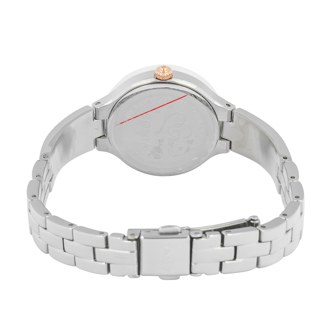 Jam Tangan BONIA B10867-2357 Women Tiamo White Mother of Pearl Dial Stainless Steel Strap