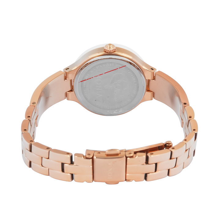 Jam Tangan BONIA B10867-2557 Women Tiamo White Mother of Pearl Dial Rose Gold Stainless Steel Strap