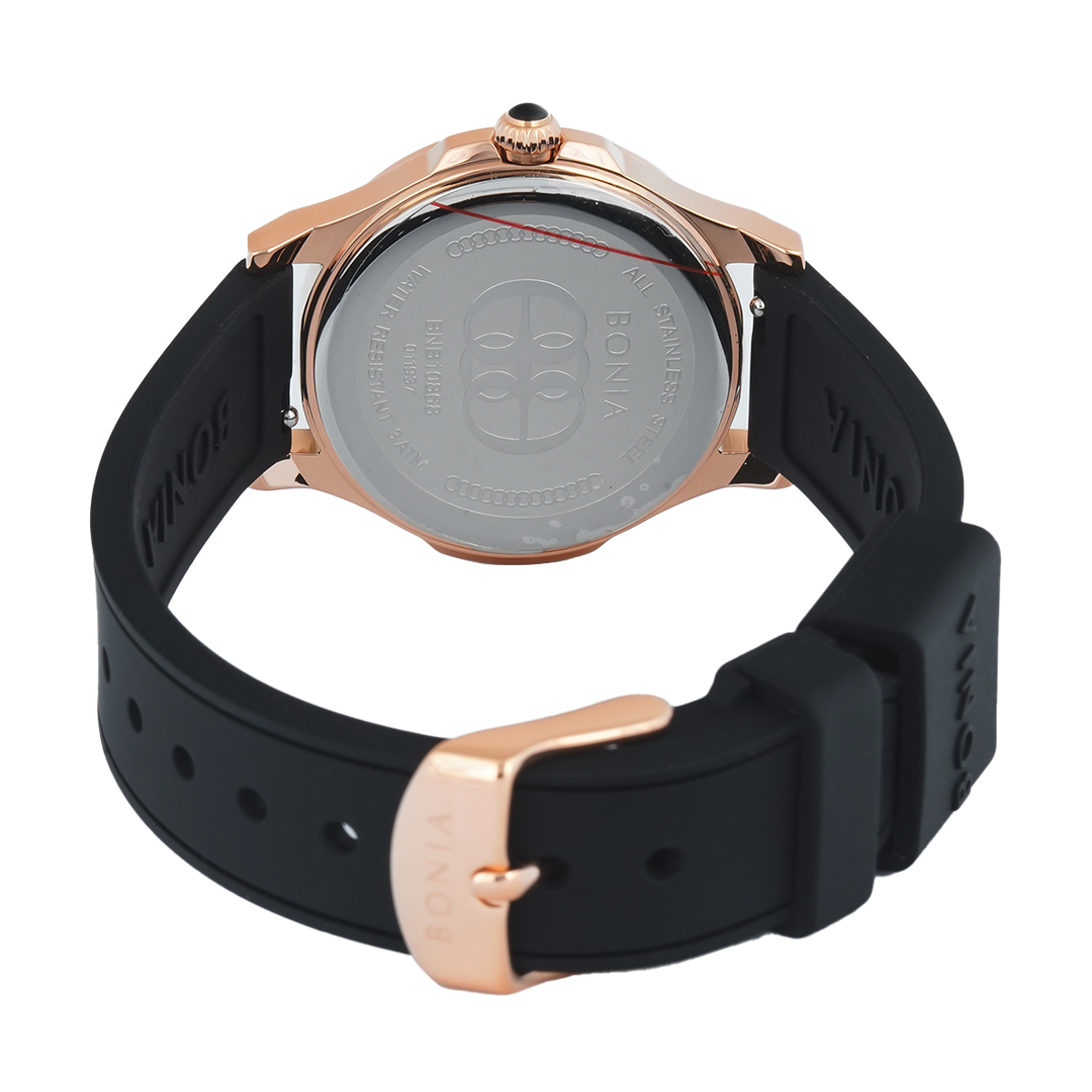 Jam Tangan BONIA La Luna B10868-2532 Women Black Dial Black Rubber Strap