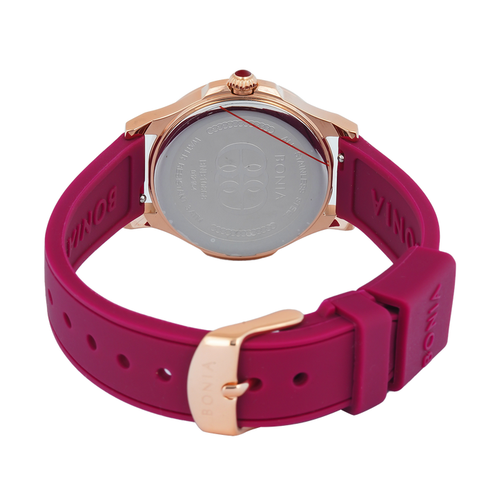 Jam Tangan BONIA La Luna B10868-2562 Women Red Dial Red Red Rubber Strap