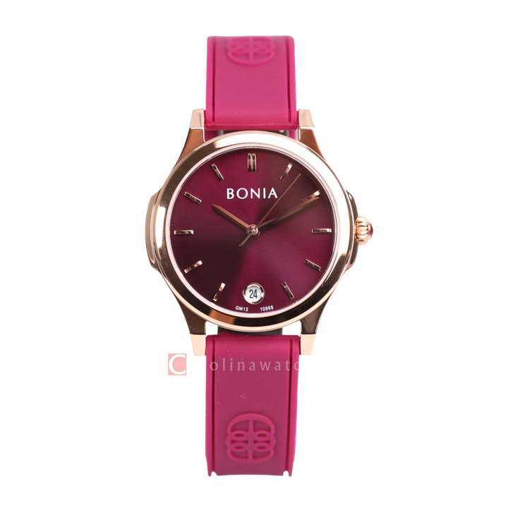Jam Tangan BONIA La Luna B10868-2562 Women Red Dial Red Red Rubber Strap