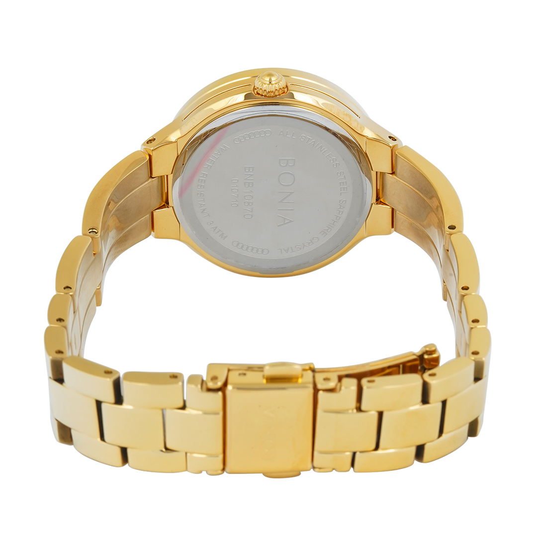 Jam Tangan BONIA Elegance B10870-2217S Women White Dial Gold Stainless Steel Strap