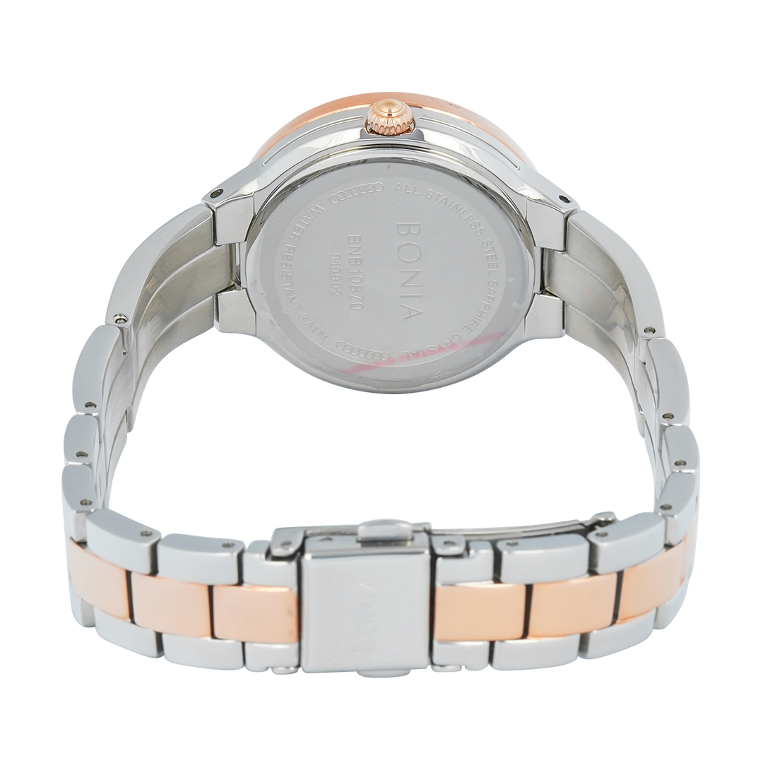 Jam Tangan BONIA Elegance B10870-2617S Women Silver Dial Dual Tone Stainless Steel Strap