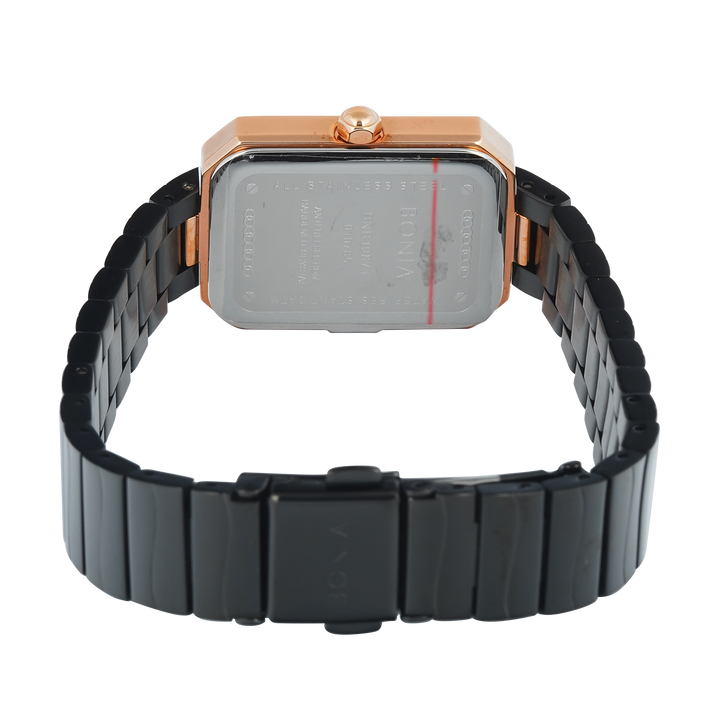 Jam Tangan BONIA Elegance B10871-2037 Women Black Dial Black Stainless Steel Strap
