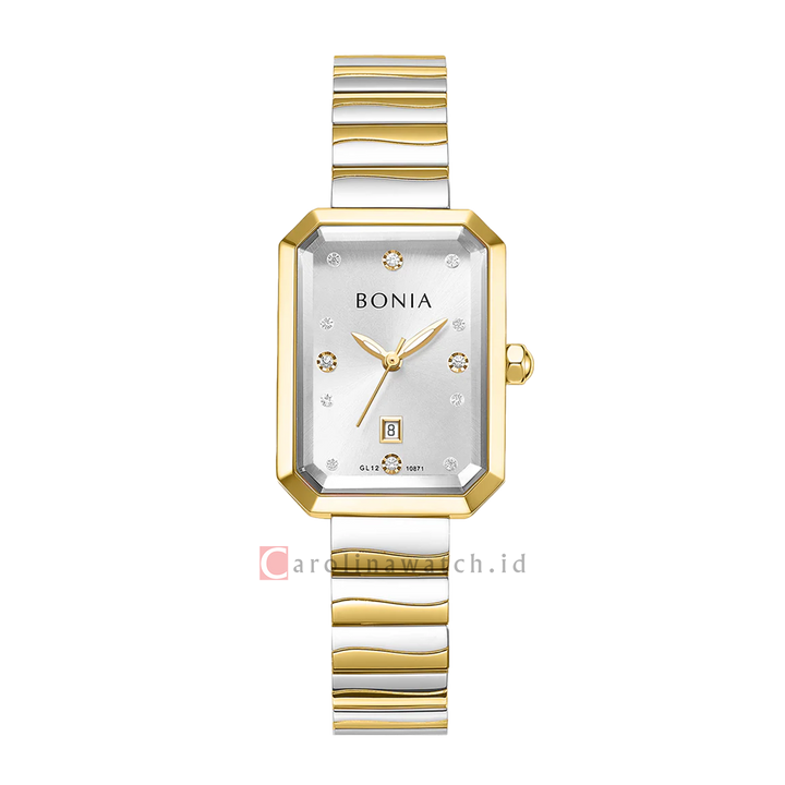 Jam Tangan BONIA B10871-2117 Women Silver Dial Dual Tone Stainless Steel Strap