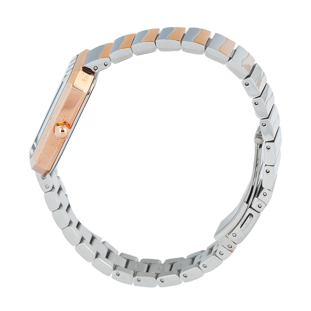 Jam Tangan BONIA B10871-2617 Women Silver Dial Dual Tone Stainless Steel Strap