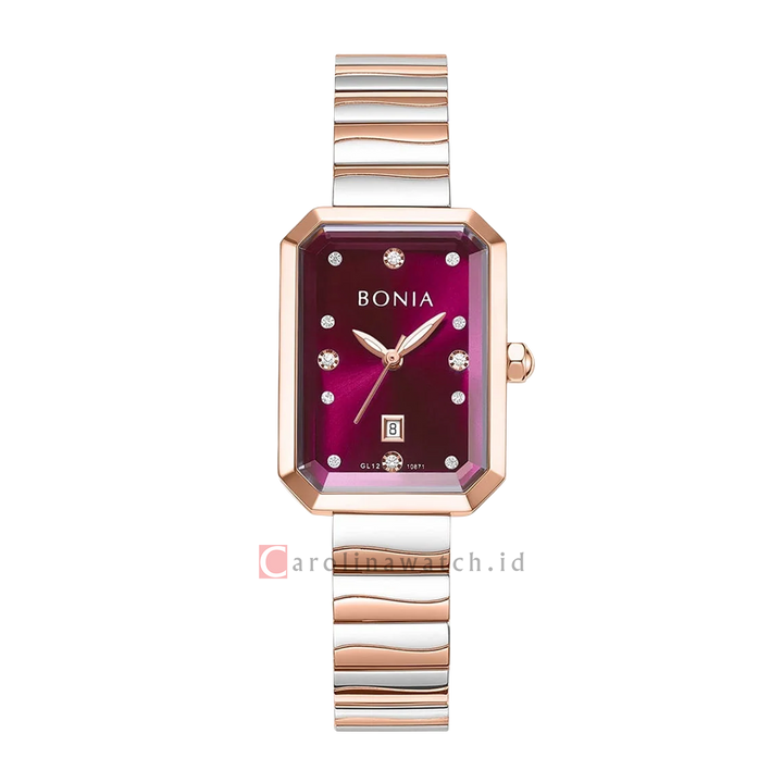 Jam Tangan BONIA B10871-2667 Women Red Dial Dual Tone Stainless Steel Strap