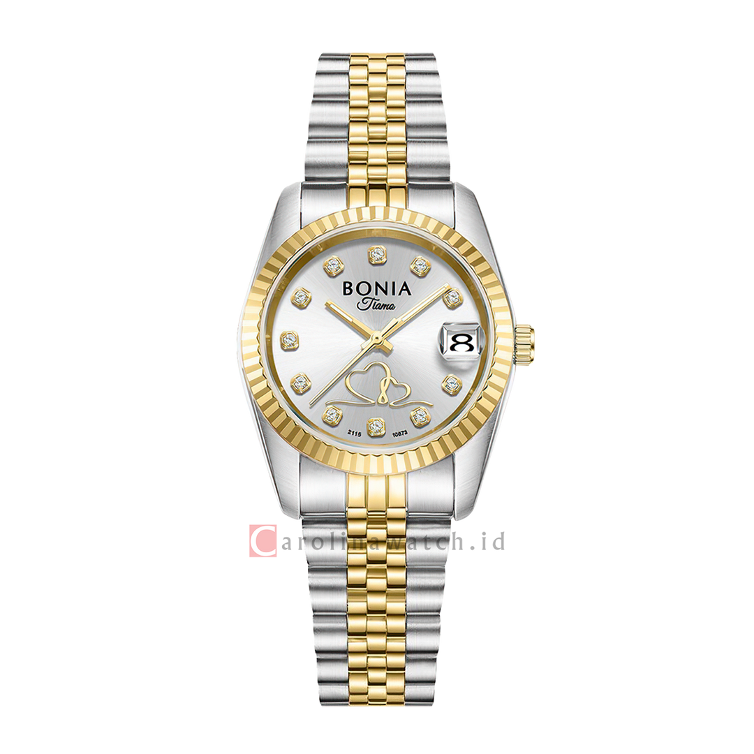 Jam Tangan BONIA B10550-3699S Women Tiamo Silver Dial Dual Tone Stainless Steel Strap