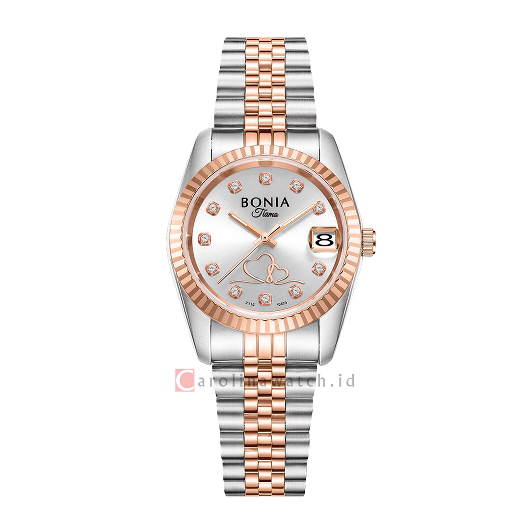 Jam Tangan BONIA B10873-2617 Women Tiamo Silver Dial Dual Tone Stainless Steel Strap