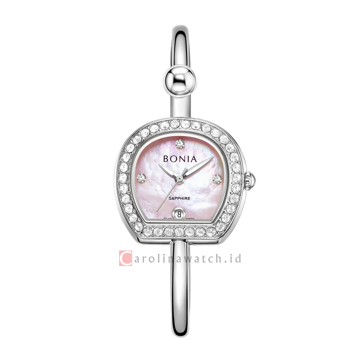 Jam Tangan BONIA B10874-2377S Women Pink Dial Stainless Steel Strap