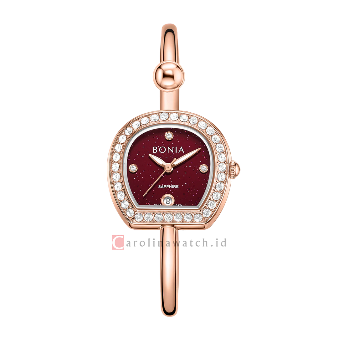 Jam Tangan BONIA B10874-2567S Women Red Dial Rose Gold Stainless Steel Strap