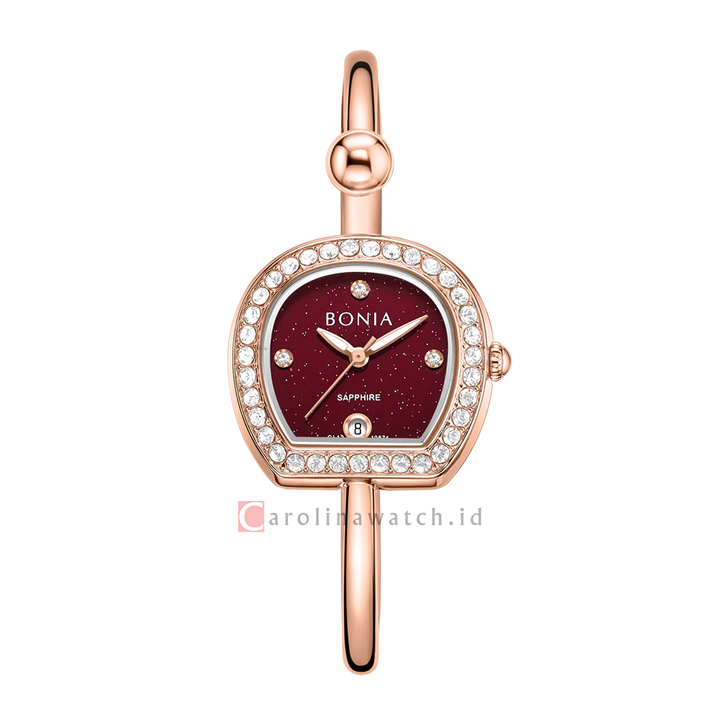 Jam Tangan BONIA B10874-2567S Women Red Dial Rose Gold Stainless Steel Strap