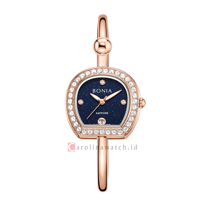 Jam Tangan BONIA B10874-2587S Women Black Dial Rose Gold Stainless Steel Strap