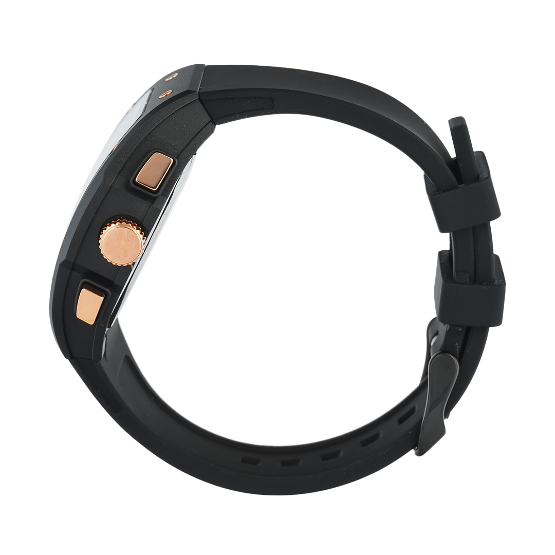 Jam Tangan BONIA Chronograph B10878-1932C Men Black Dial Black Rubber Strap