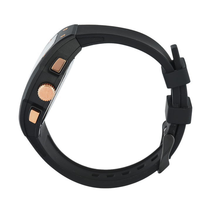 Jam Tangan BONIA Chronograph B10878-1932C Men Black Dial Black Rubber Strap