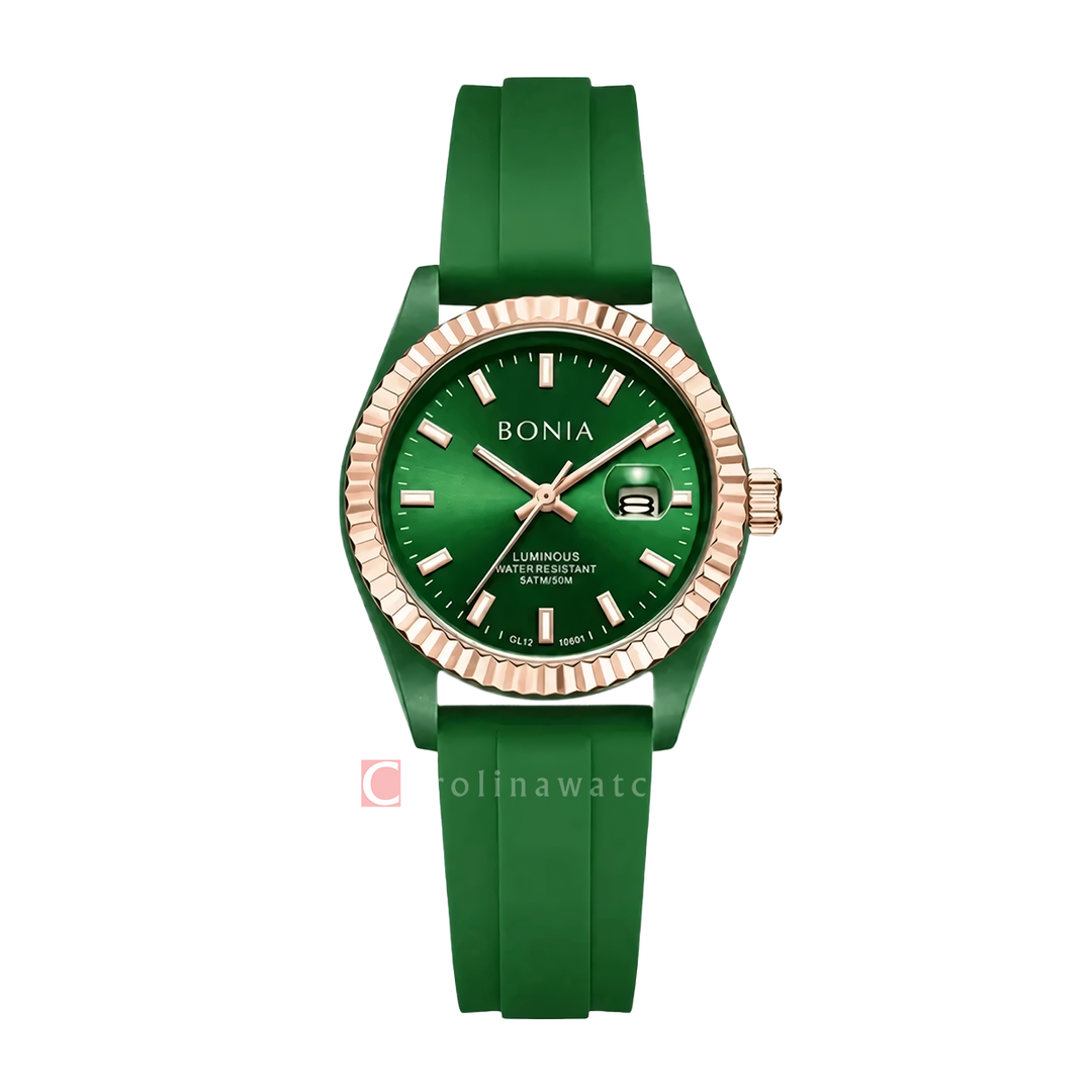 Jam Tangan BONIA B10880-2992 Women Green Dial Green Rubber Strap