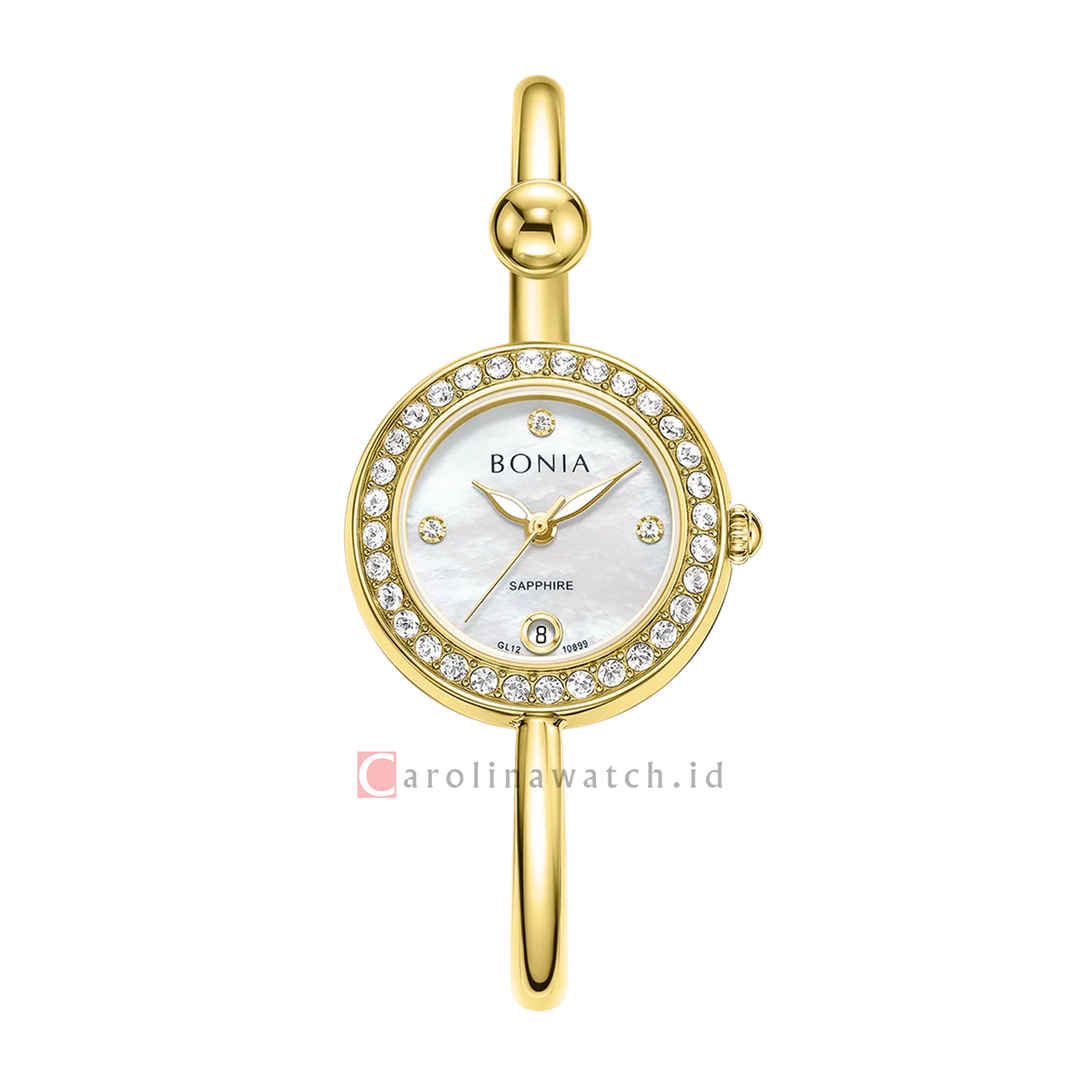 Jam Tangan BONIA Elegance B10899-2257S Women White Dial Gold Stainless Steel Strap
