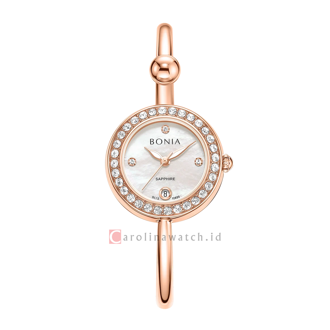 Jam Tangan BONIA Elegance B10899-2557S Women White Dial Rose Gold Stainless Steel Strap