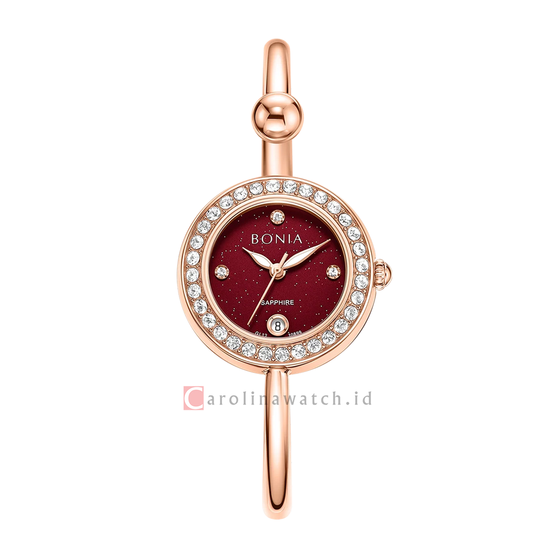 Jam Tangan BONIA Elegance B10899-2567S Women Red Dial Rose Gold Stainless Steel Strap
