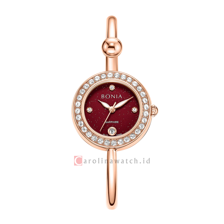 Jam Tangan BONIA Elegance B10899-2567S Women Red Dial Rose Gold Stainless Steel Strap