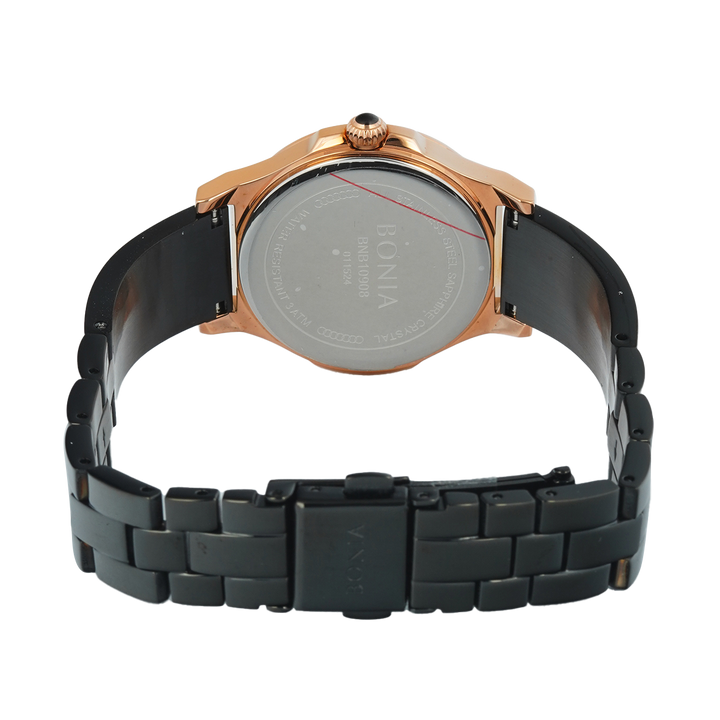 Jam Tangan BONIA Elegance B10908-2037S Women Black Dial Black Stainless Steel Strap