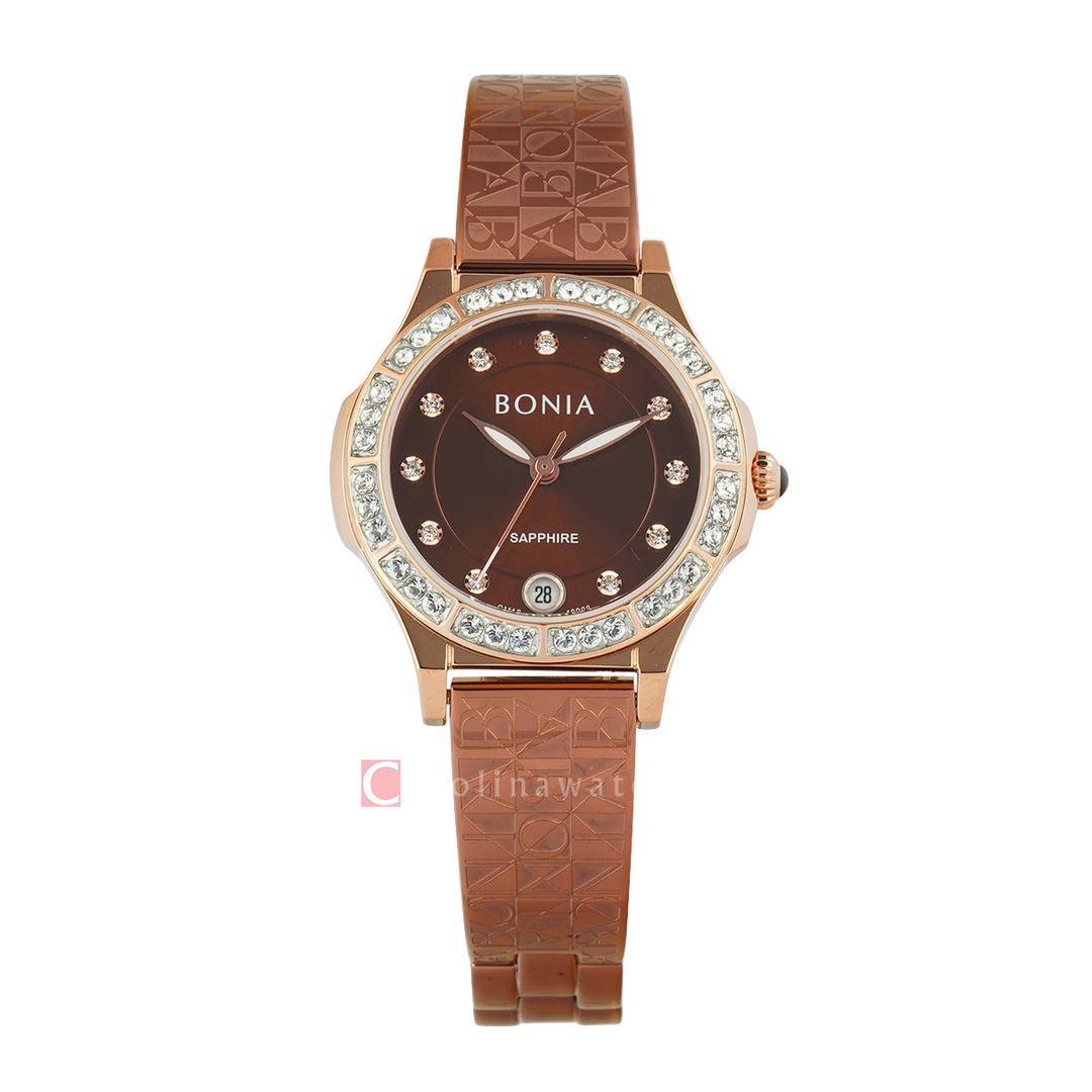 Jam Tangan BONIA Elegance B10908-2047S Women Brown Dial Brown Stainless Steel Strap