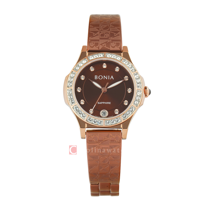 Jam Tangan BONIA Elegance B10908-2047S Women Brown Dial Brown Stainless Steel Strap