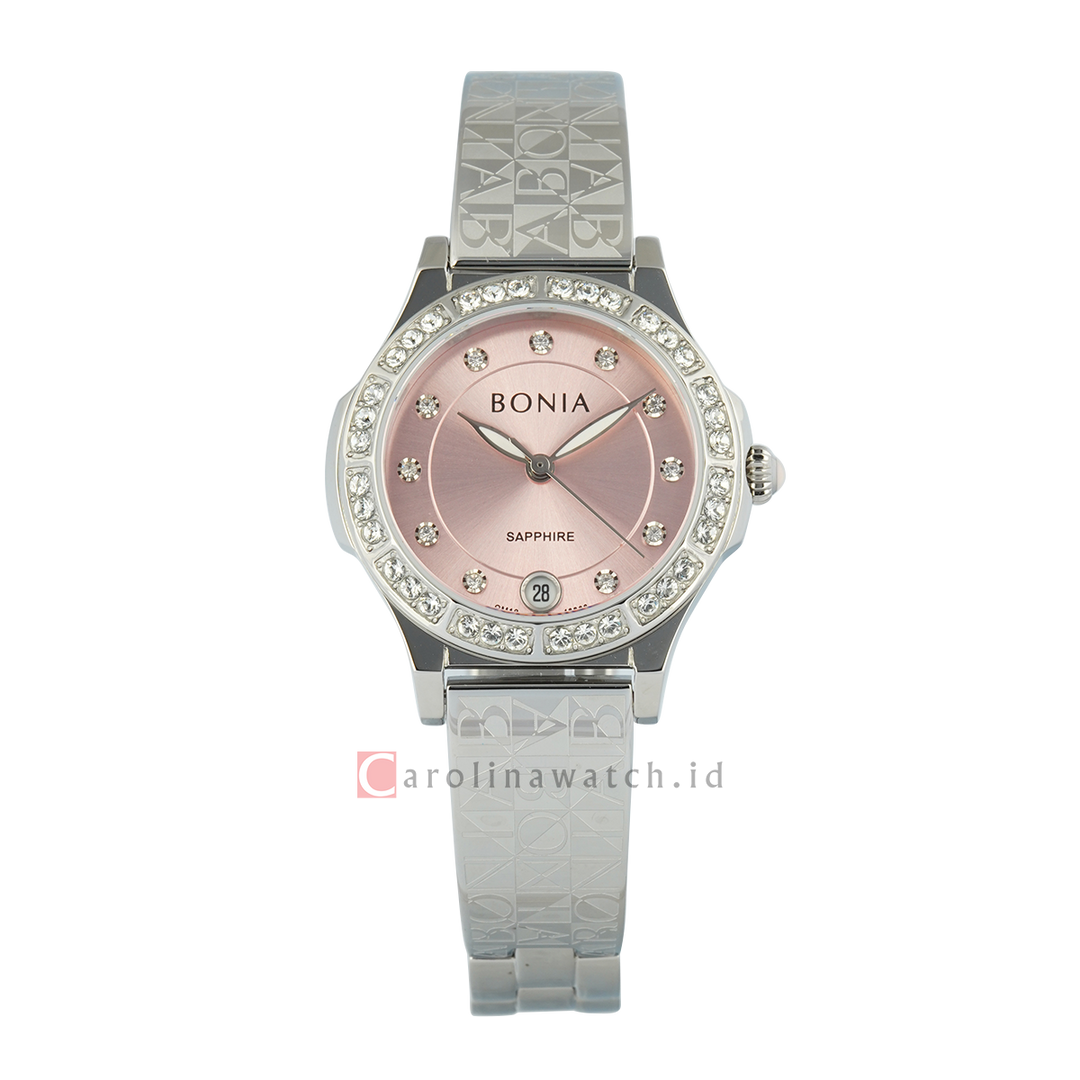 Jam Tangan BONIA Elegance B10908-2377S Women Pink Dial Stainless Steel Strap