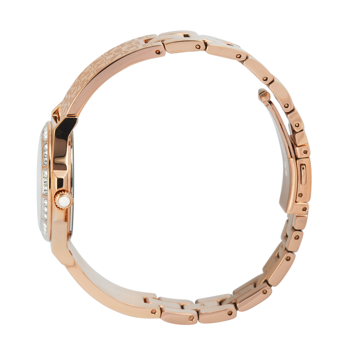 Jam Tangan BONIA Elegance B10908-2517S Women Silver White Dial Rose Gold Stainless Steel Strap