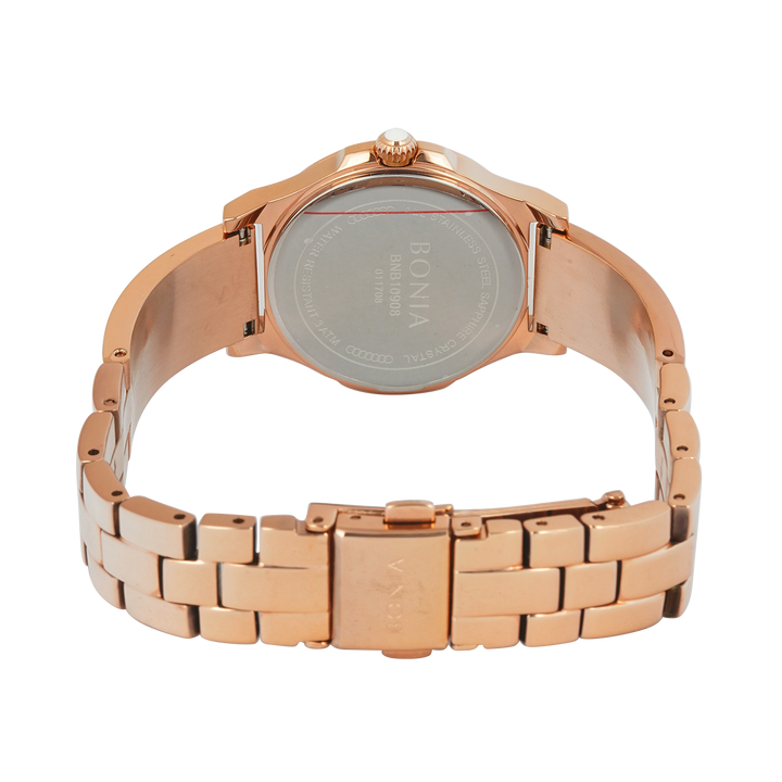 Jam Tangan BONIA Elegance B10908-2517S Women Silver White Dial Rose Gold Stainless Steel Strap