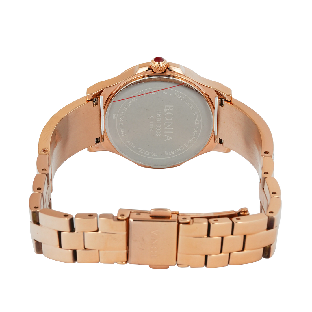 Jam Tangan BONIA Elegance B10908-2567S Women Red Wine Dial Rose Gold Stainless Steel Strap