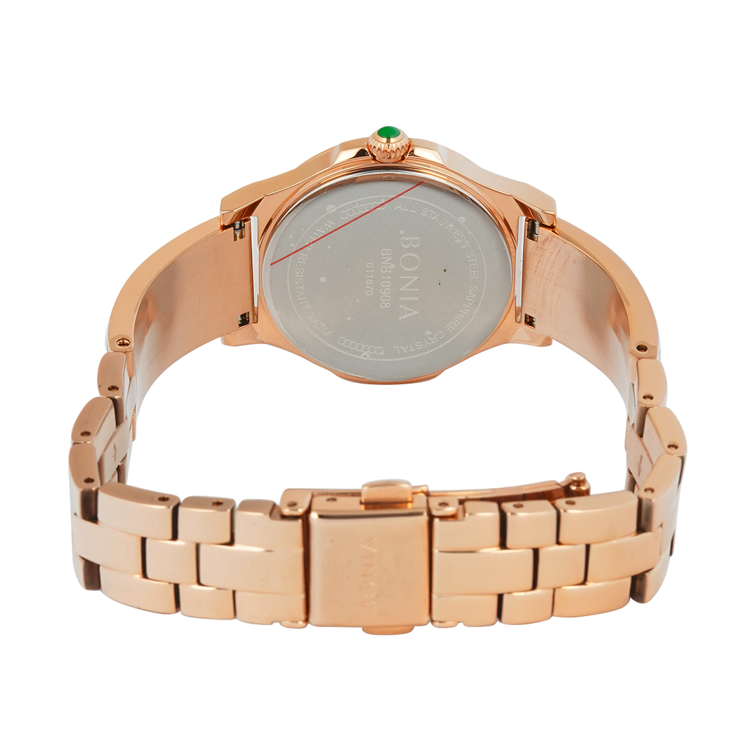 Jam Tangan BONIA Elegance B10908-2597S Women Green Dial Rose Gold Stainless Steel Strap