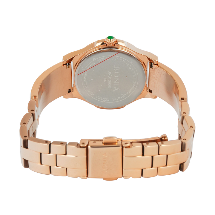 Jam Tangan BONIA Elegance B10908-2597S Women Green Dial Rose Gold Stainless Steel Strap