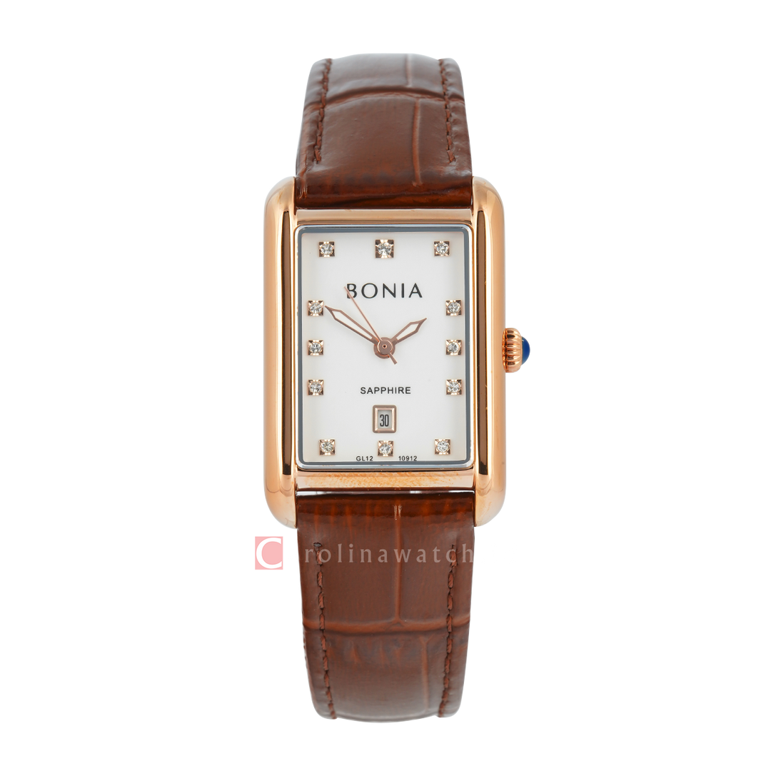 Jam Tangan BONIA B10912-2517 Women White Dial Brown Leather Strap