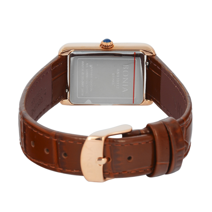 Jam Tangan BONIA B10912-2517 Women White Dial Brown Leather Strap