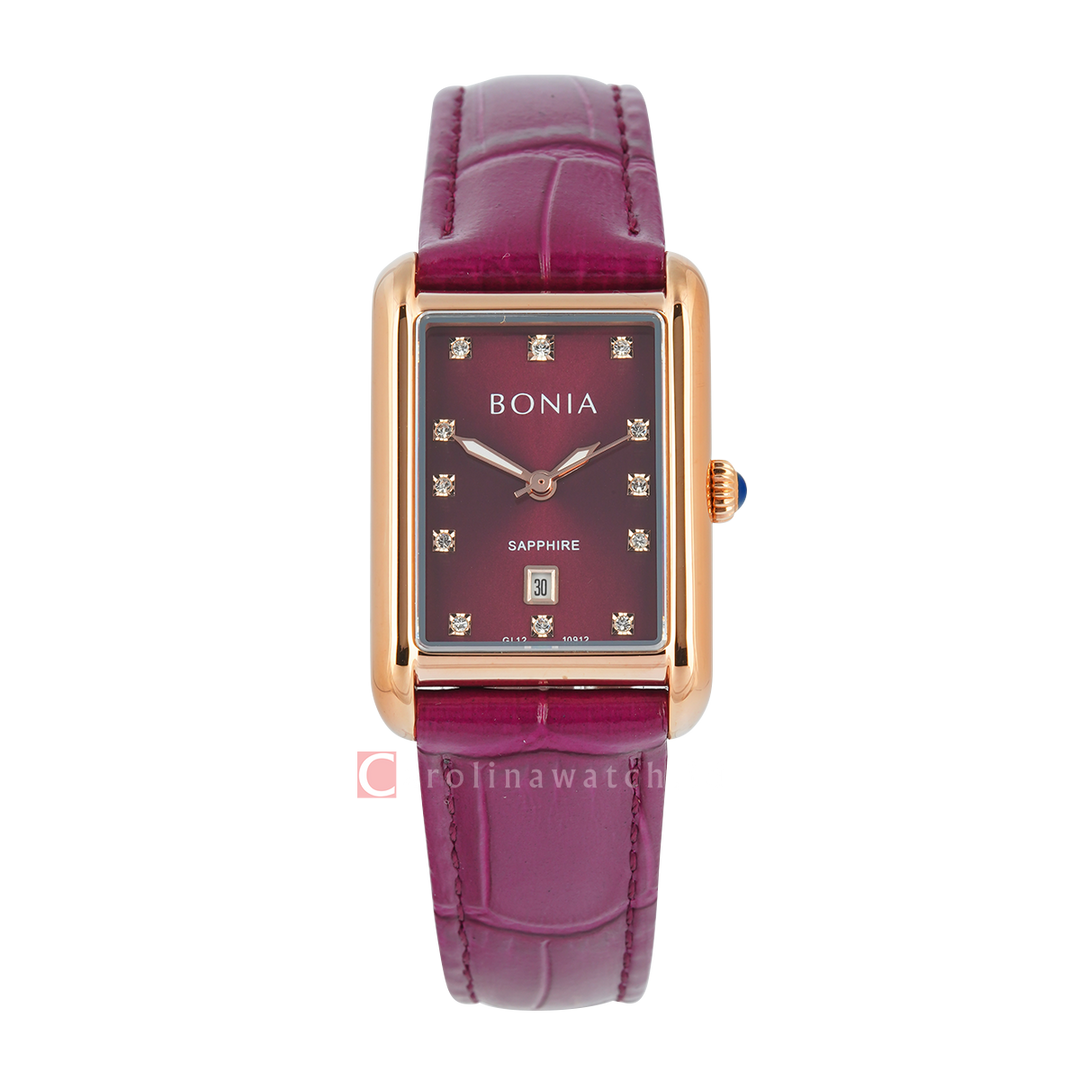 Jam Tangan BONIA B10912-2567 Women Red Dial Red Leather Strap