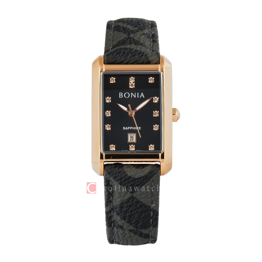 Jam Tangan BONIA B10914-2537 Women Black Dial Black Leather Strap