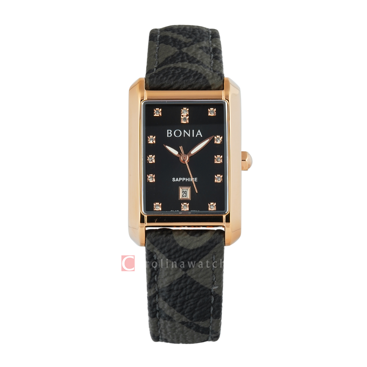Jam Tangan BONIA B10914-2537 Women Black Dial Black Leather Strap