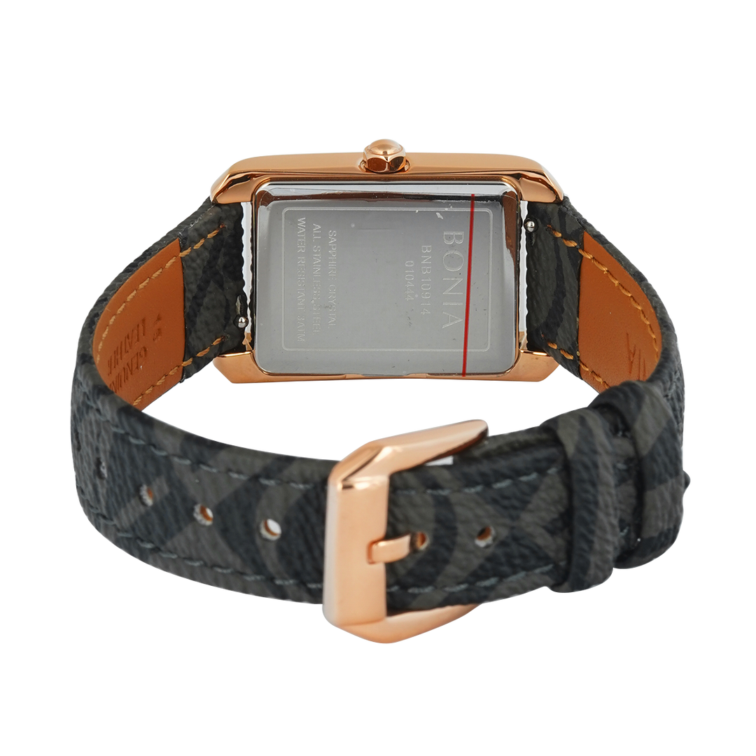 Jam Tangan BONIA B10914-2537 Women Black Dial Black Leather Strap