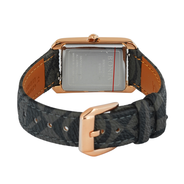 Jam Tangan BONIA B10914-2537 Women Black Dial Black Leather Strap
