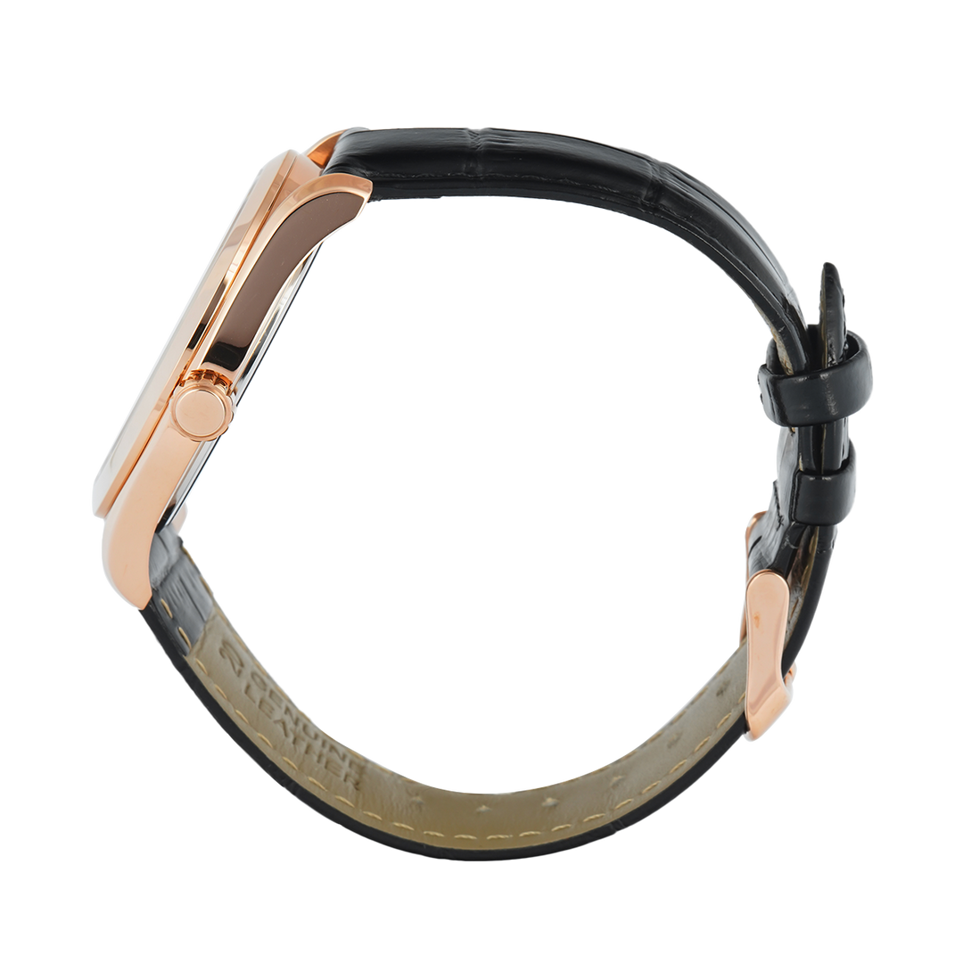 Jam Tangan BONIA B10857-1512 Men Silver Dial Black Leather Band