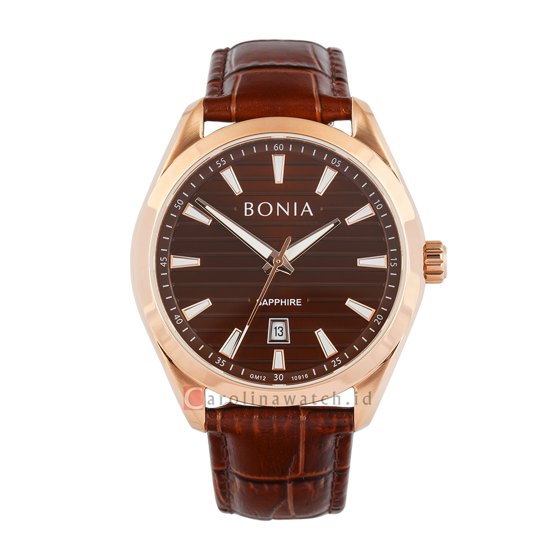 Jam Tangan BONIA B10916-1542 Men Brown Dial Brown Leather Band