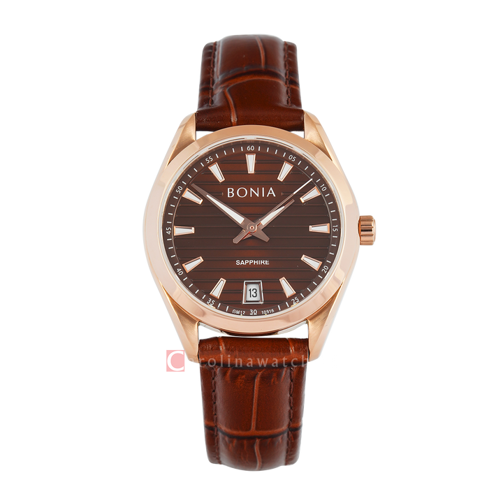 Jam Tangan BONIA B10916-2542 Women Brown Dial Brown Leather Band