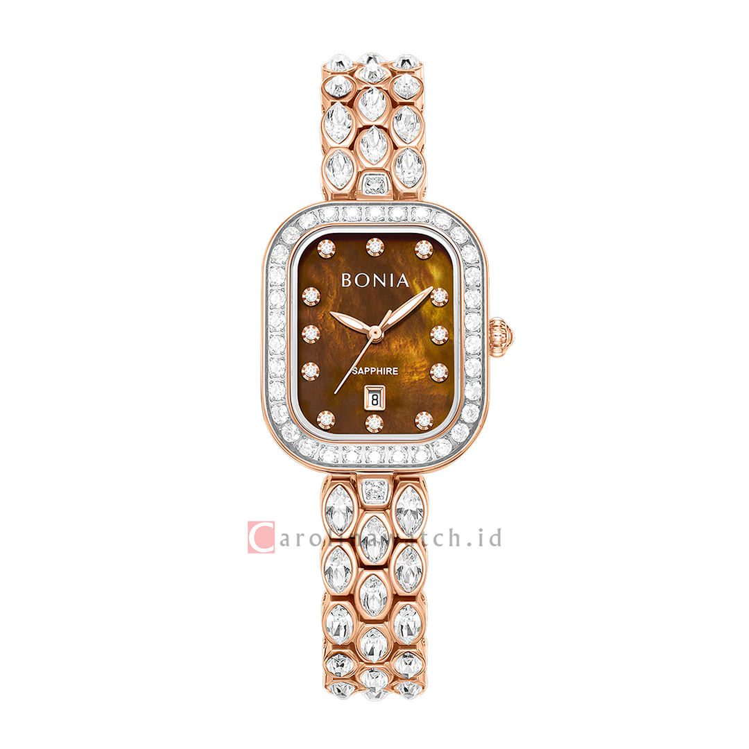 Jam Tangan  Bonia Elegance B10922-2547S Women Brown Dial Dual Tone Stainless Steel Strap