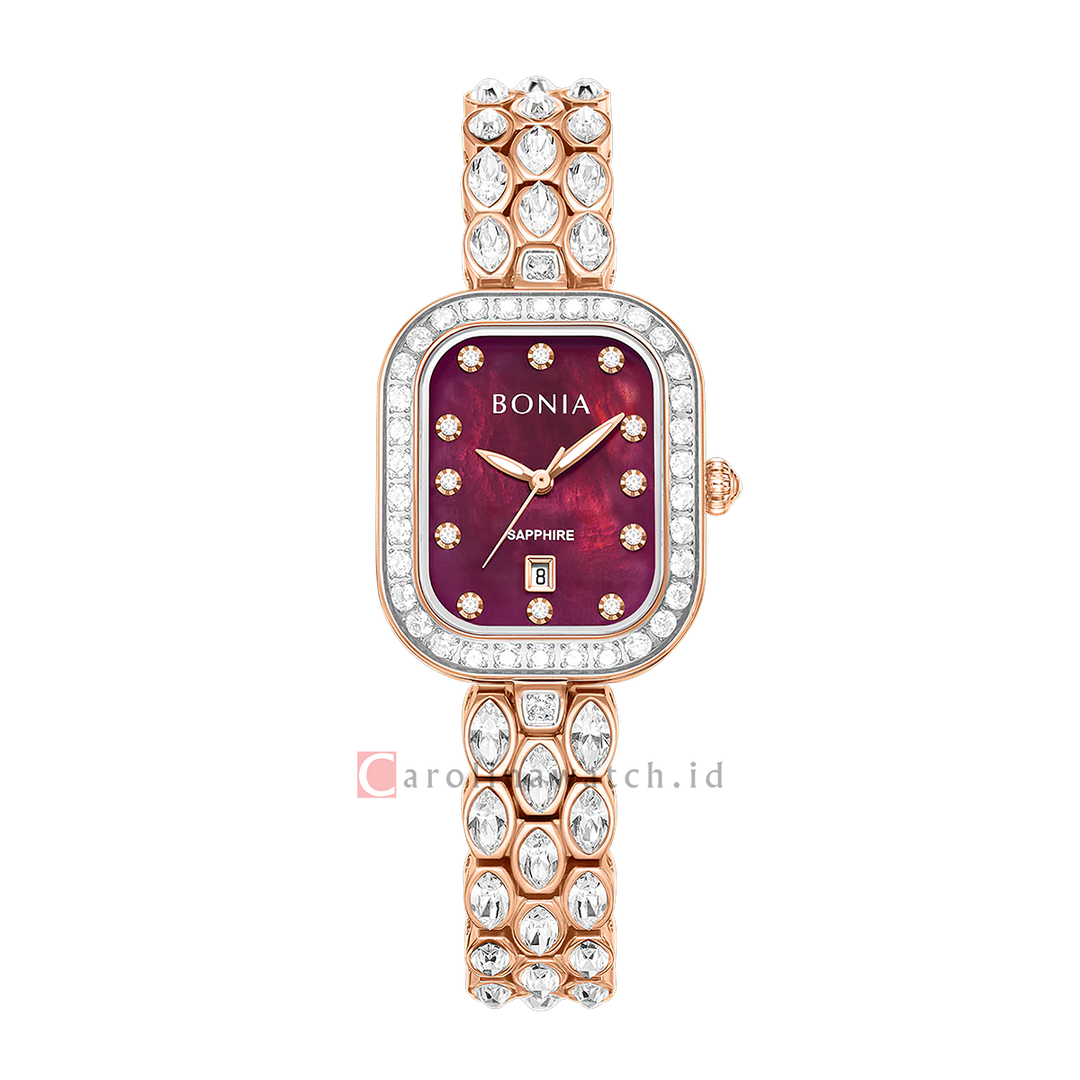 Jam Tangan Bonia Elegance B10922-2567S Women Red Dial Dual Tone Stainless Steel Strap
