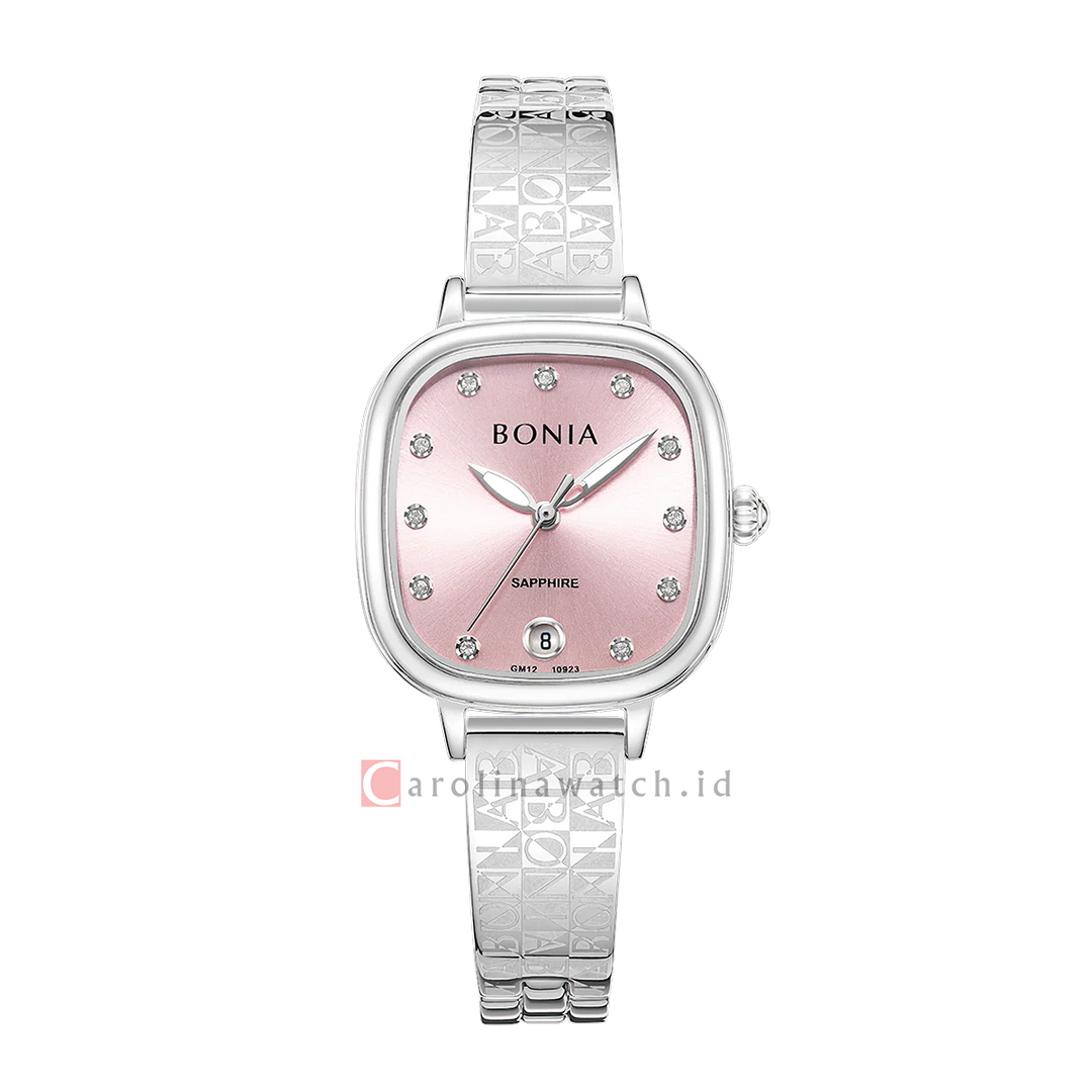 Jam Tangan BONIA Elegance B10923-2517 Women Silver White Dial Rose Gold Stainless Steel Strap